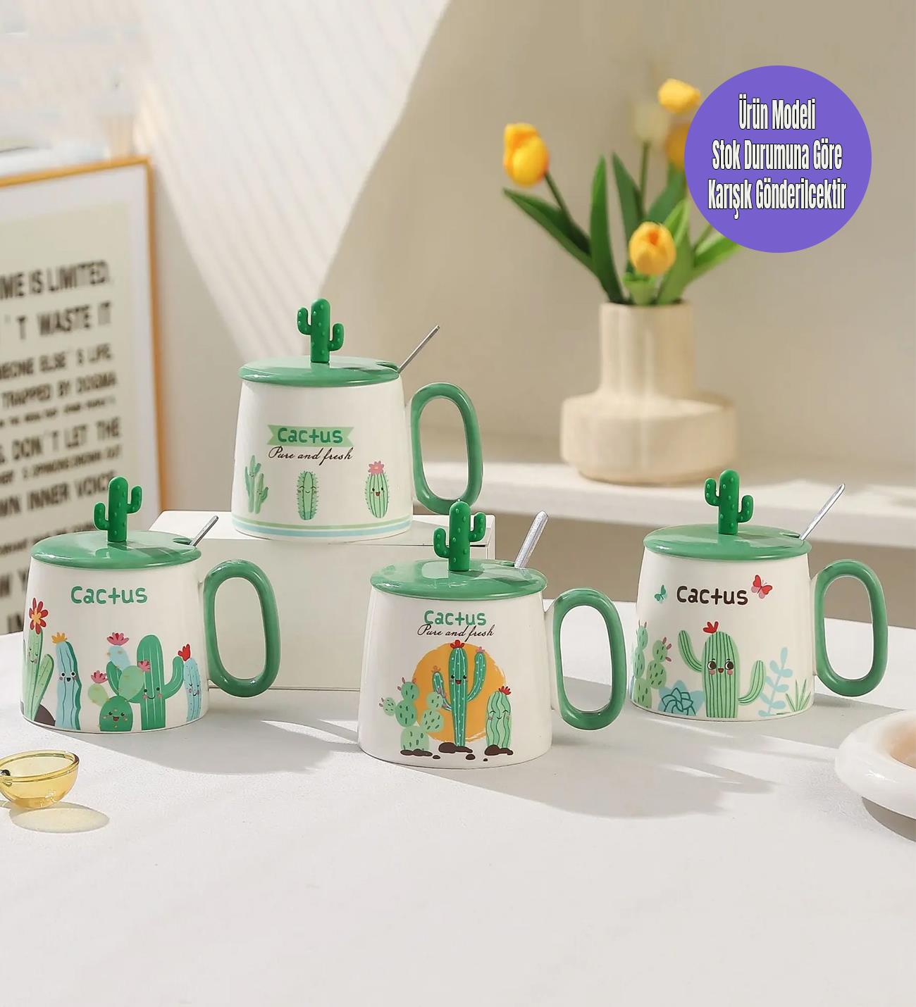 Kaktüs Temalı Seramik KupagiftmodaBM-1479