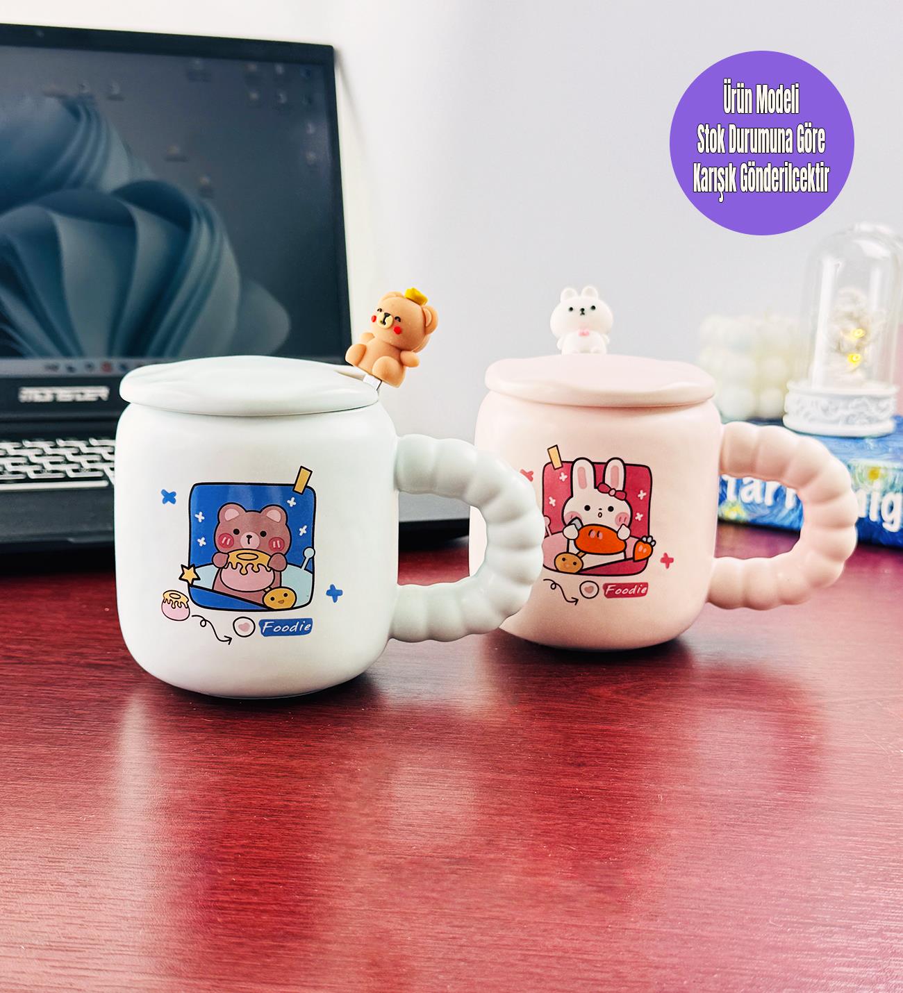 Sevimli Tavşan Ve Ayı Tasarımlı Seramik KupagiftmodaBM-1480