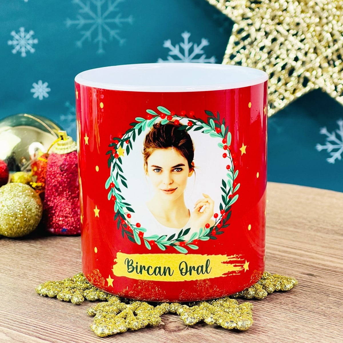 Kişiye Özel Fotoğraflı Yılbaşı Tasarımlı KupagiftmodaGmkp100373