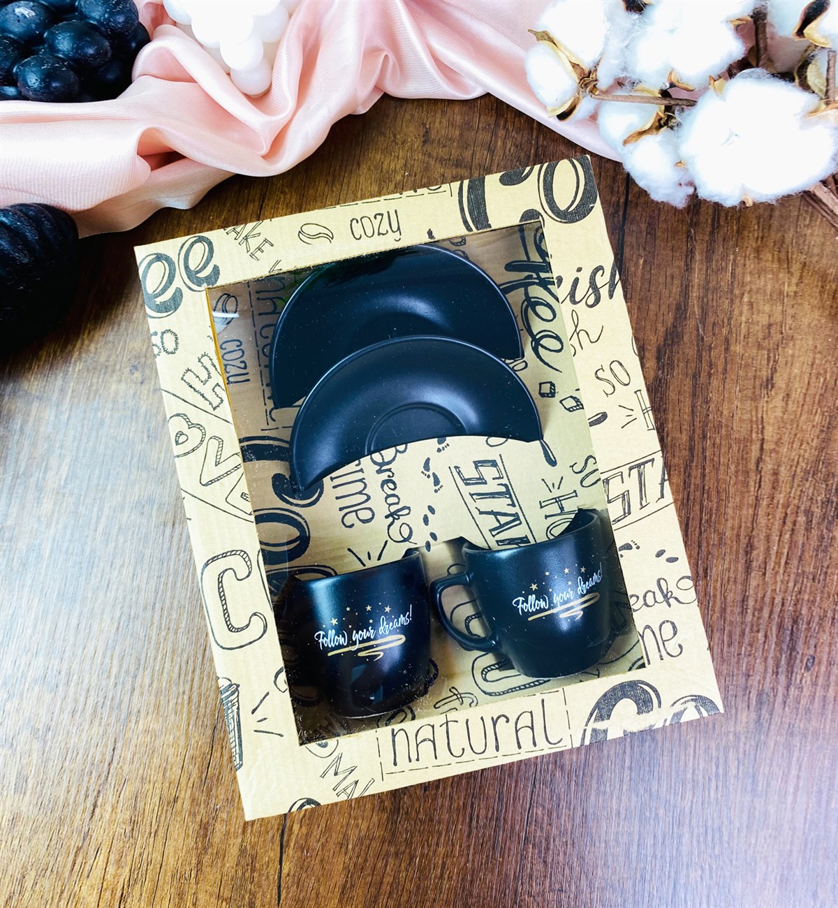 Özel Kutulu Follow Your Dreams Türk Kahvesi Fincanı SetigiftmodaGmkp100425