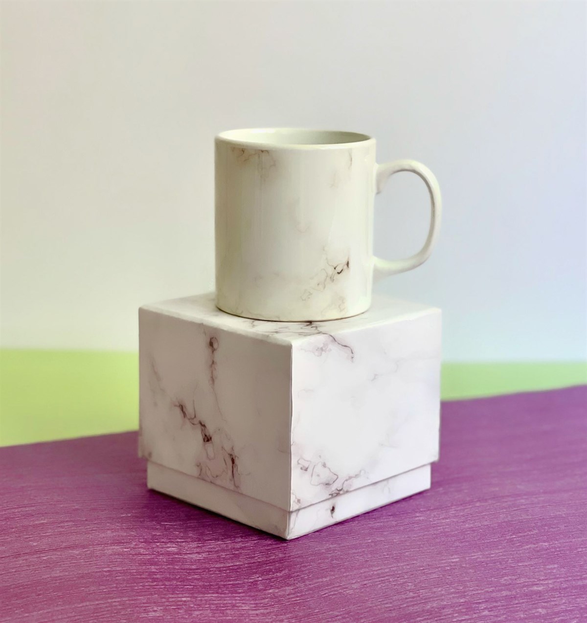 Özel Kutulu Beyaz Mermer Tasarımlı KupaGiftmodaGmkp100202