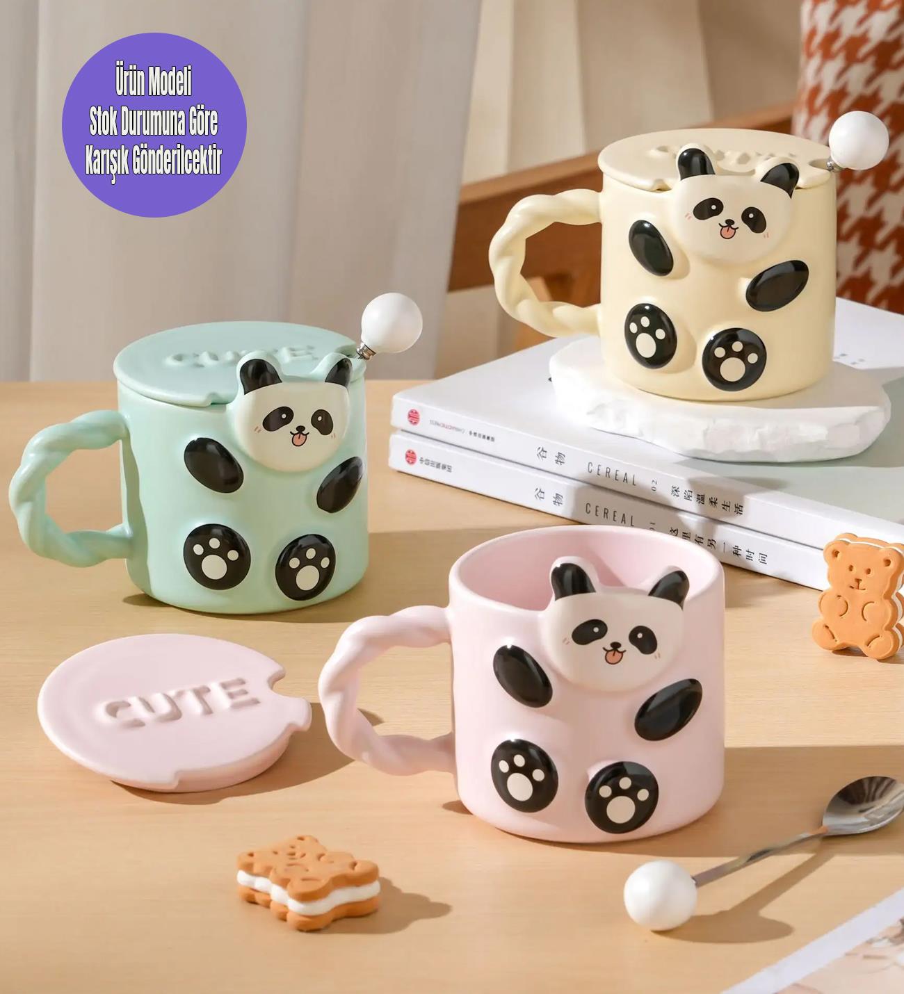 Panda Kabartmalı Sevimli Seramik KupagiftmodaBM-1469
