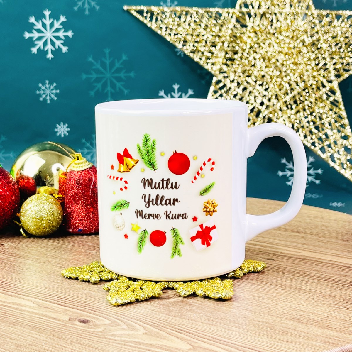 Kişiye Özel Mutlu Yıllar Yılbaşı Tasarımlı KupagiftmodaGmkp100371