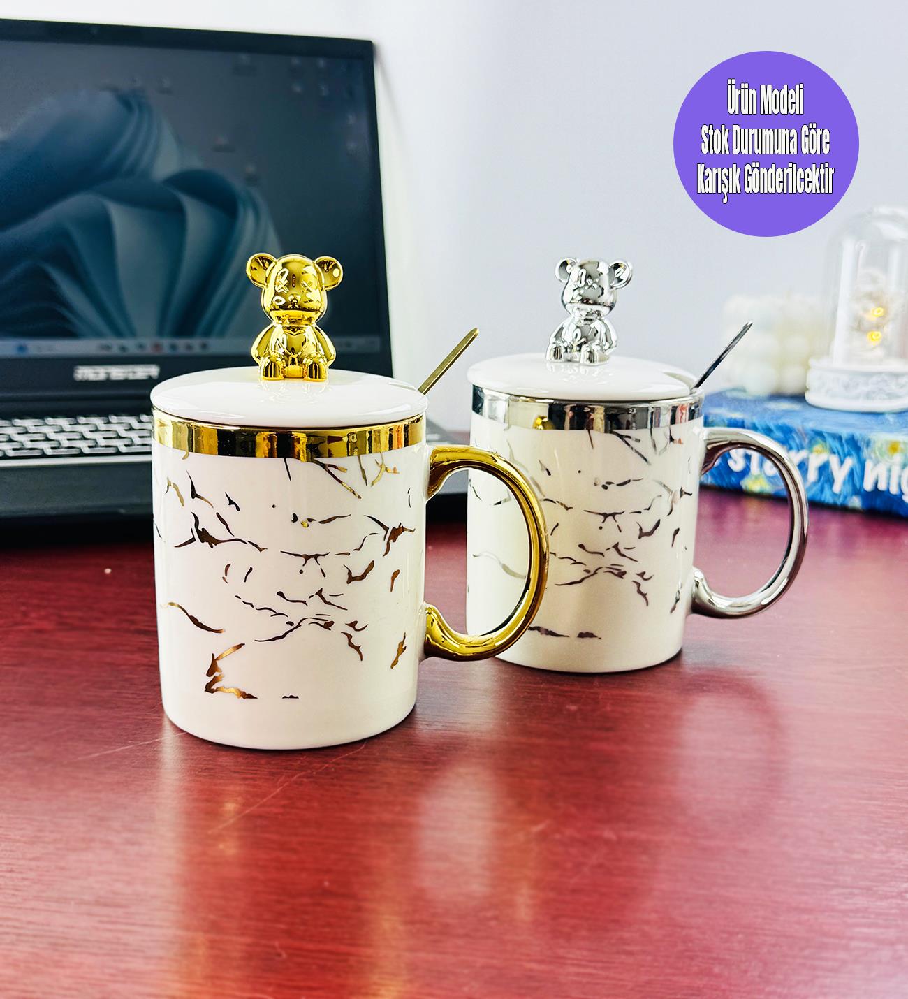 Figürlü Ve Mermer Desenli Seramik KupagiftmodaBM-1454