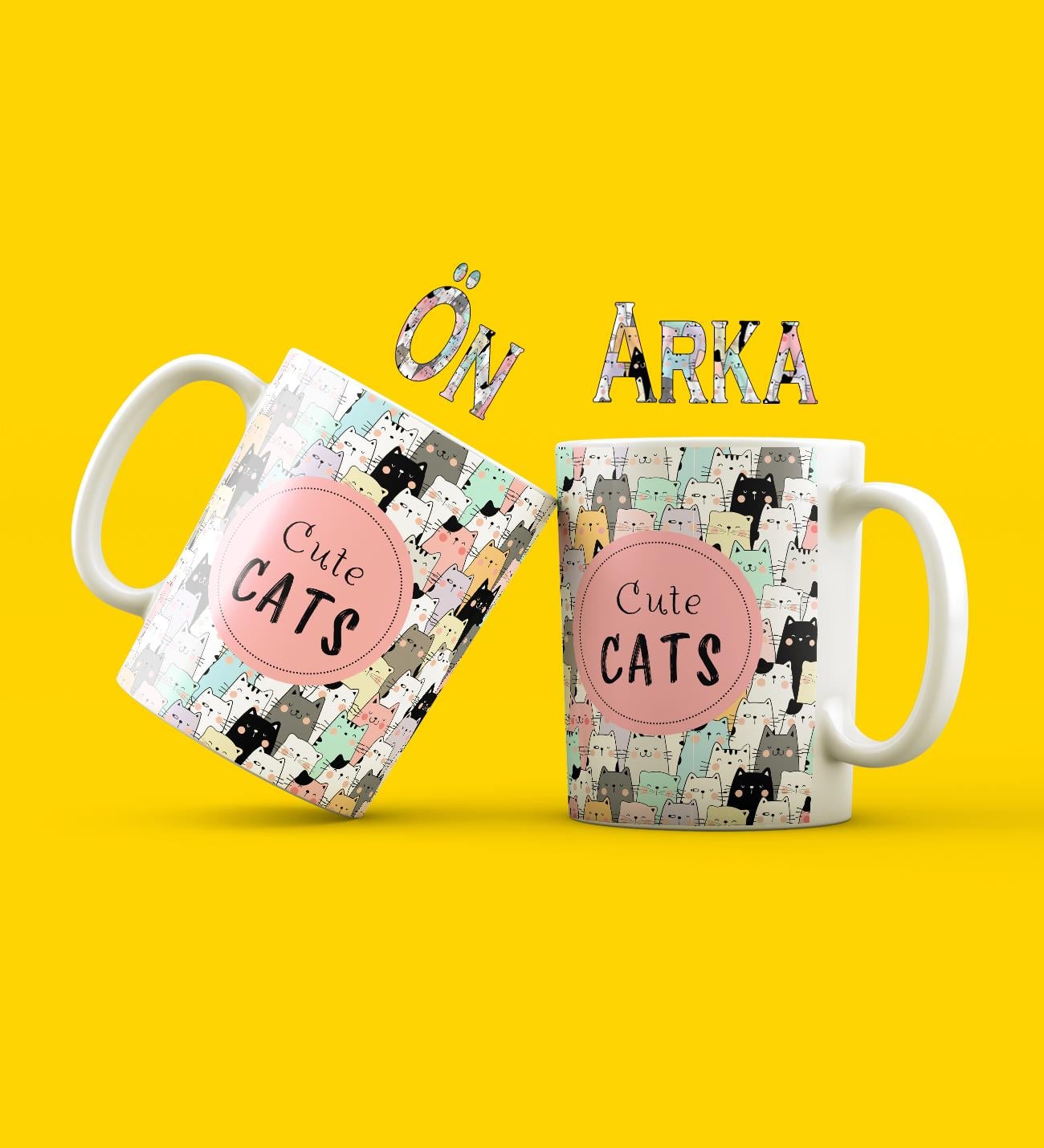 Sevimli Kedi Tasarımlı Kupa BardakgiftmodaGmkp100623