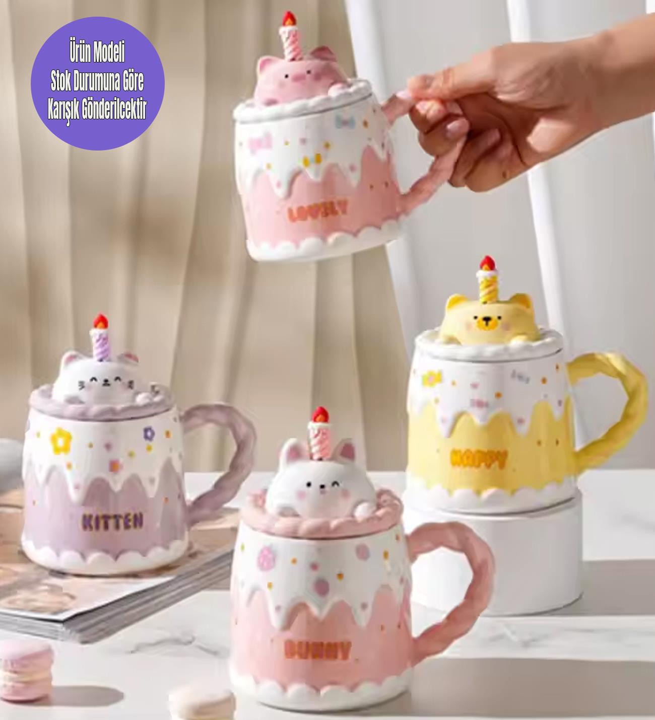 Pasta Kedi Temalı Seramik KupagiftmodaBM-1437