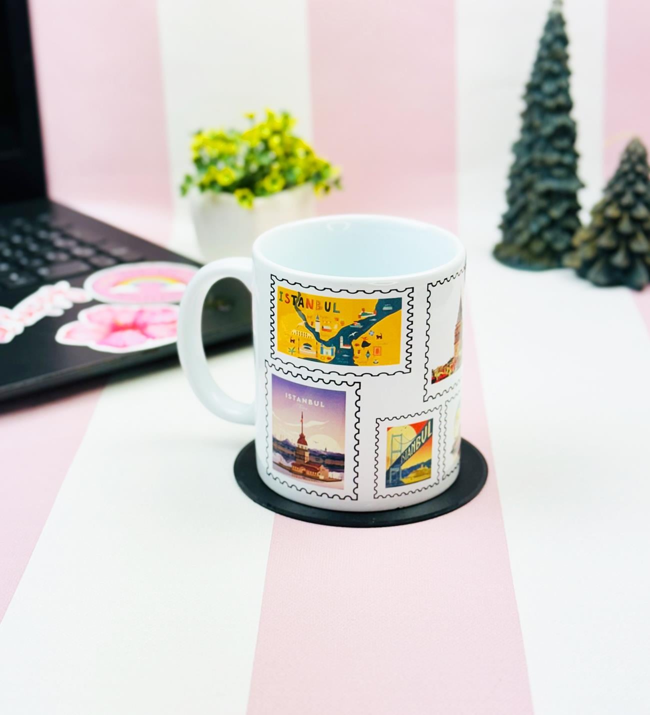 İstanbul Pul Koleksiyonu Tasarımlı Kupa BardakgiftmodaGmkp100639