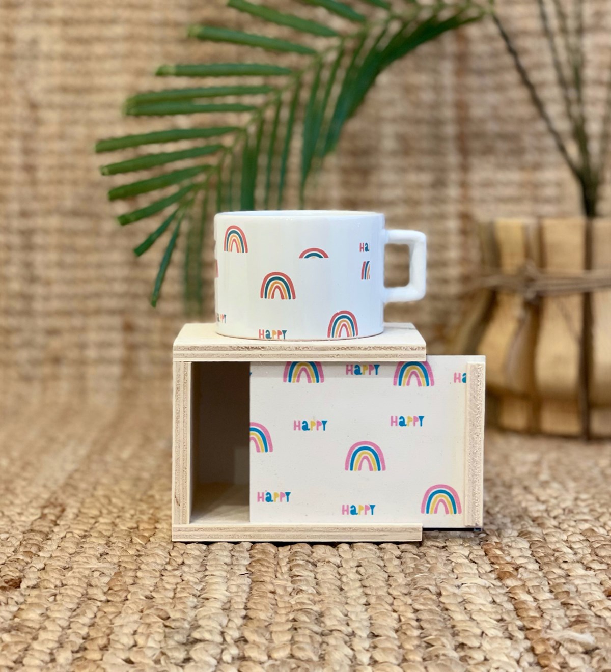 Happy Gökkuşağı Tasarımlı Kutulu KupaGiftmodaGmkp100141