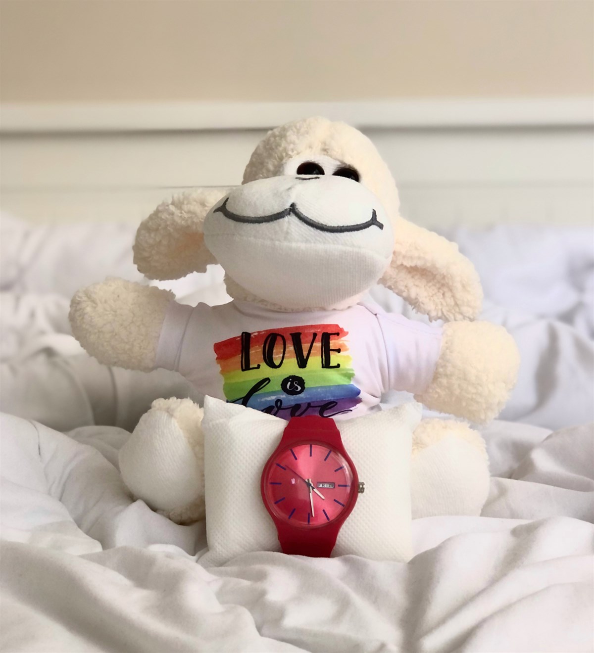 Love İs Love Tasarımlı Kuzucuk Ve Unisex SaatGiftmodaLove-Pelus-Unisex-Saat