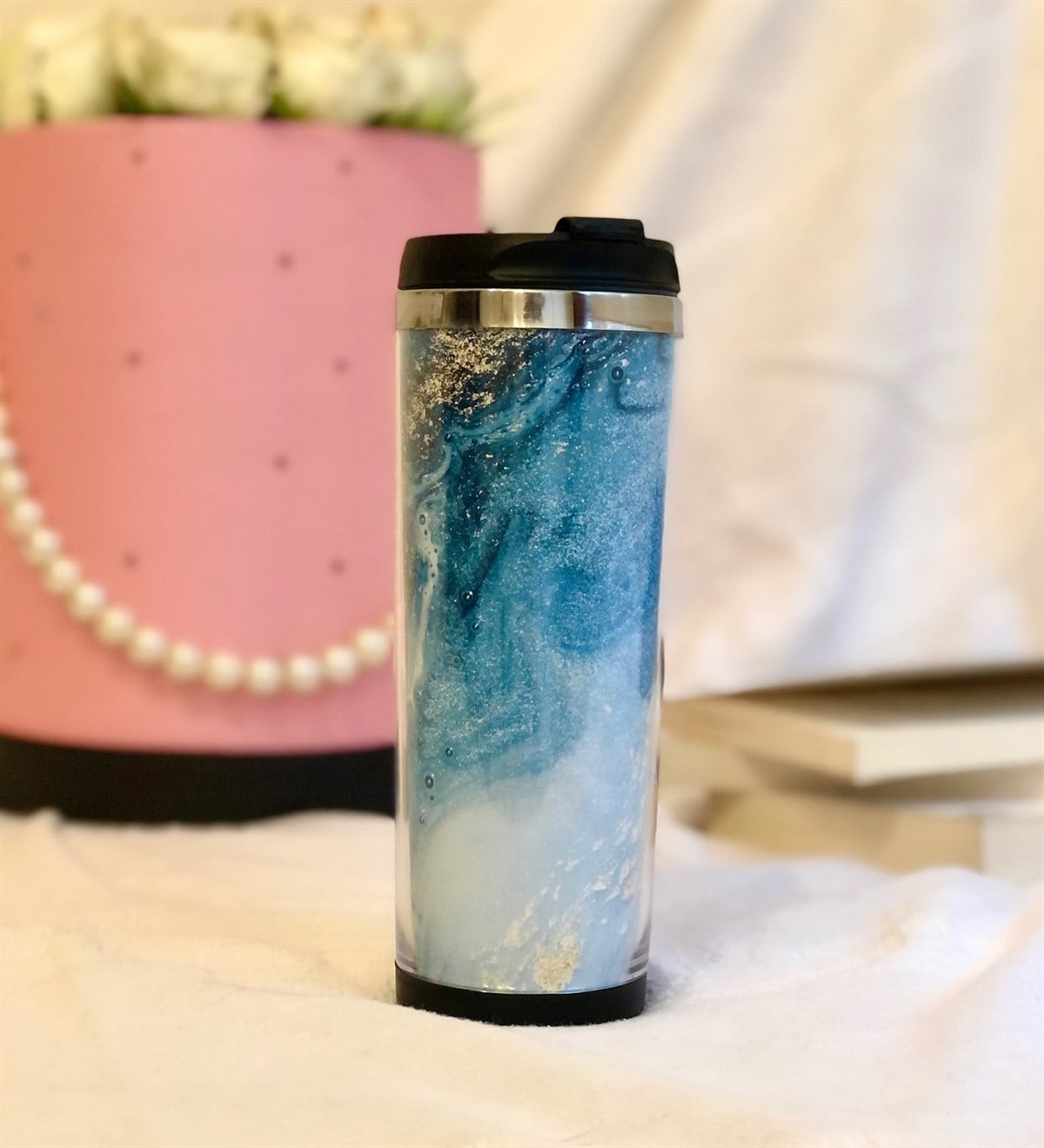 Mavi Ebruli Tasarımlı 400 Ml Mug BardakGiftmodaGmmg100076	