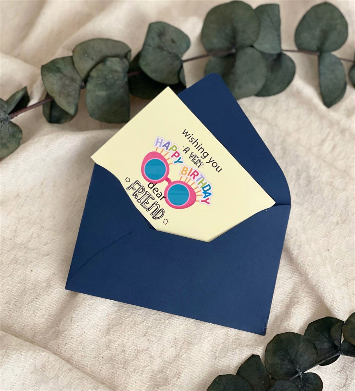 Wishing You Tasarımlı Mavi Zarflı Mesaj KartıgiftmodaGmmsj00008