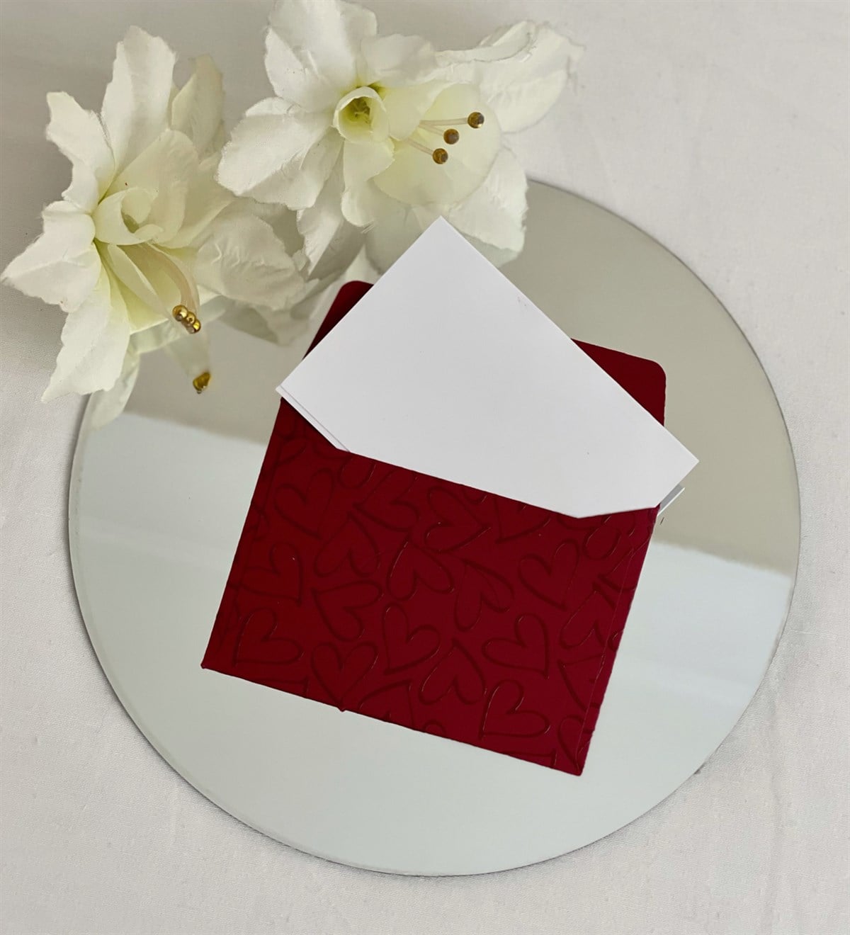 Beyaz Tasarımlı Kalp Desen Zarflı Mesaj KartıgiftmodaGmmsj00022