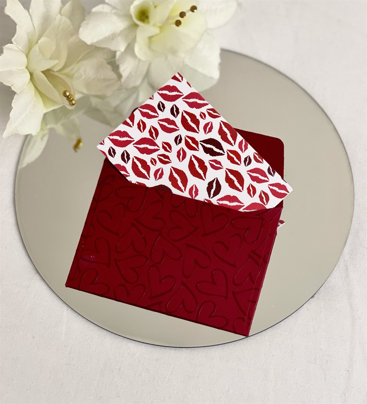 Dudak Tasarımlı Kalp Desen Zarflı Mesaj KartıgiftmodaGmmsj00021