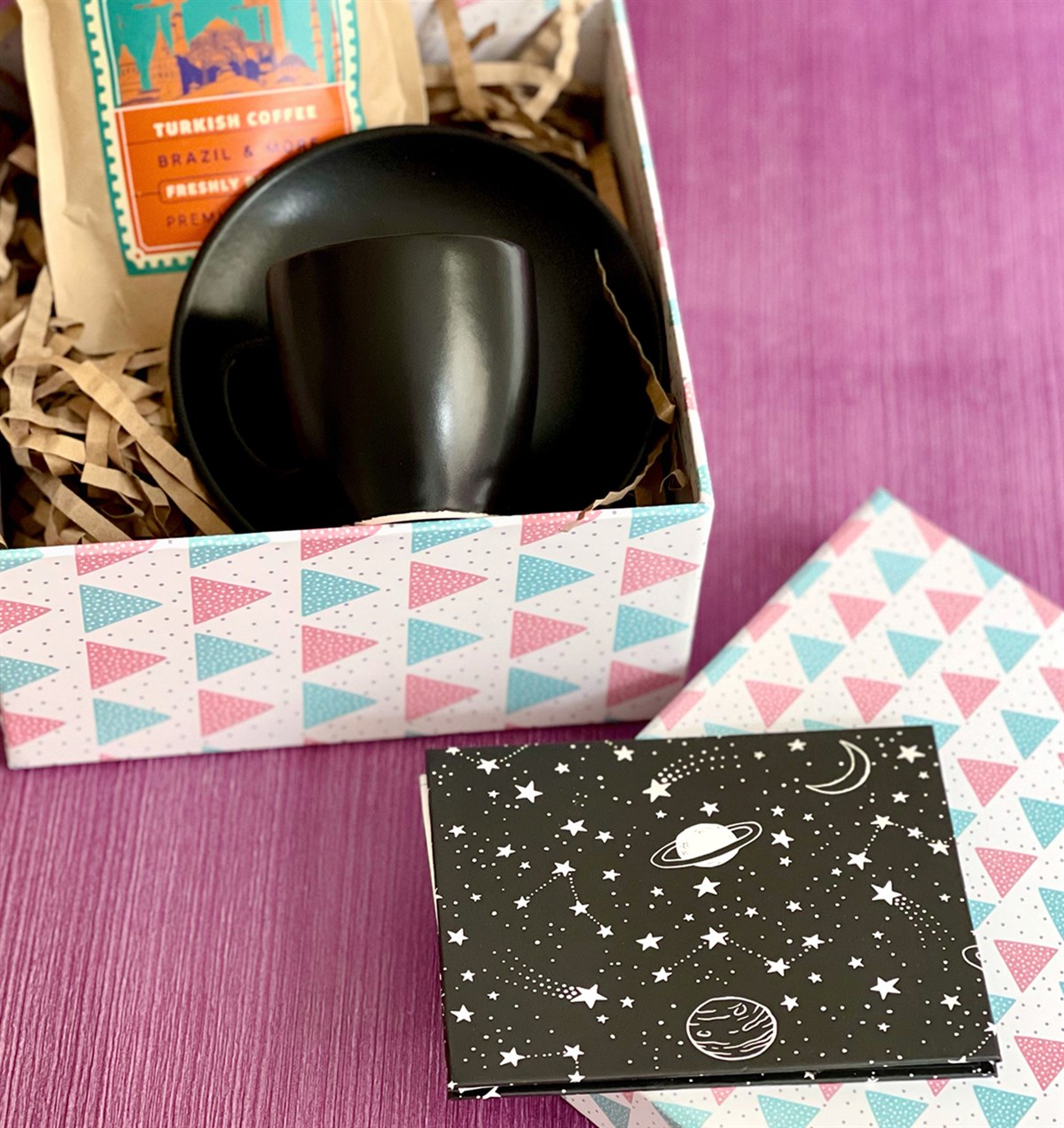 Türk Kahvesi Fincanı Galaxy Mini Fotoğraf Albümü ve Türk Kahvesi Mini Hediye Seti GiftmodaGmhs100975