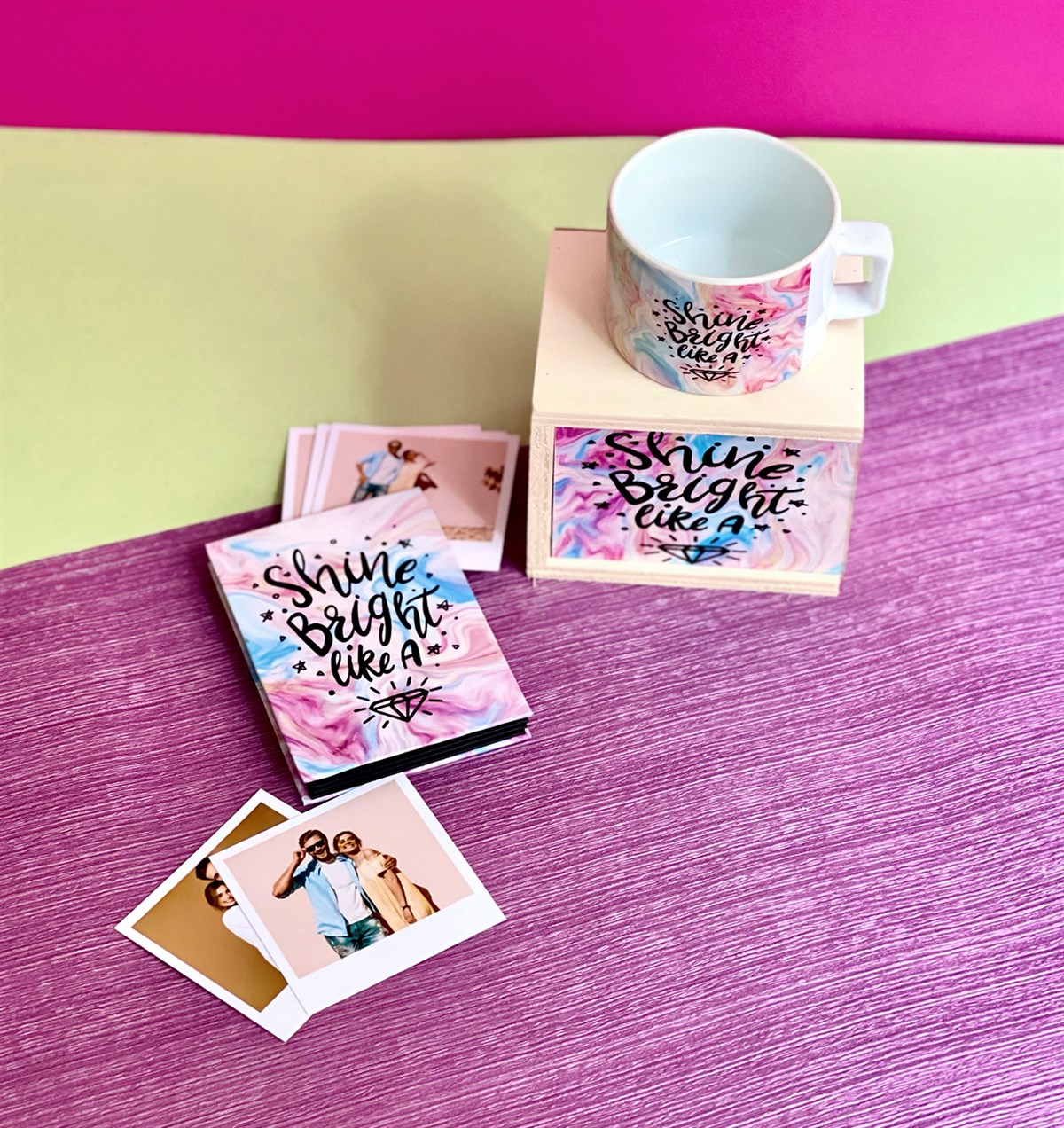 Kişiye Özel Fotoğraflı Elmas Tasarımlı Mini Fotoğraf Albümü ve Kutulu Kupa GiftmodaGmhs101074