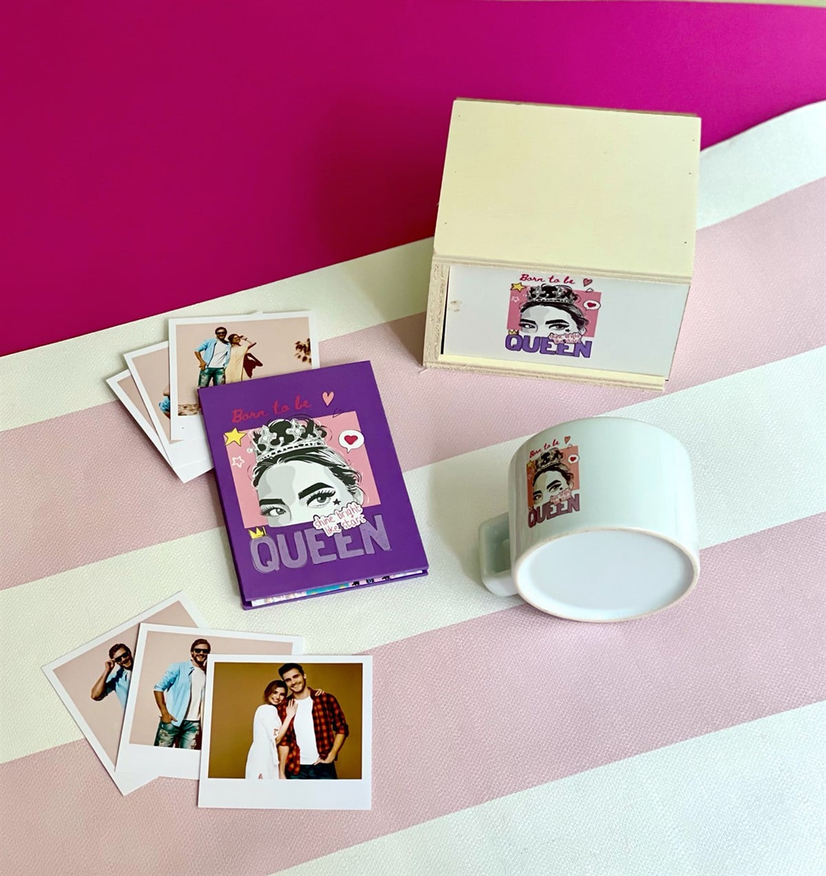 Kişiye Özel Fotoğraflı Pink Queen Tasarımlı Mini Fotoğraf Albümü ve Kutulu Kupa GiftmodaGmhs101078