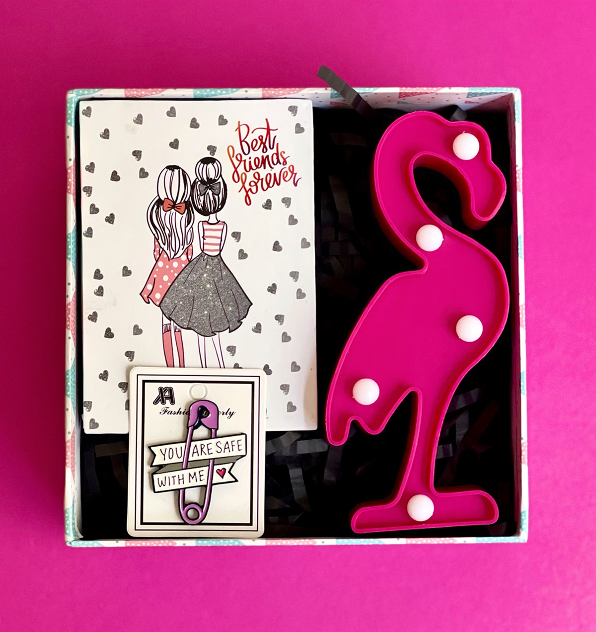 Flamingo Led Lamba Rozet ve Kız Kardeş Mini Fotoğraf Albümü Hediye SetiGiftmodaGmhs101021