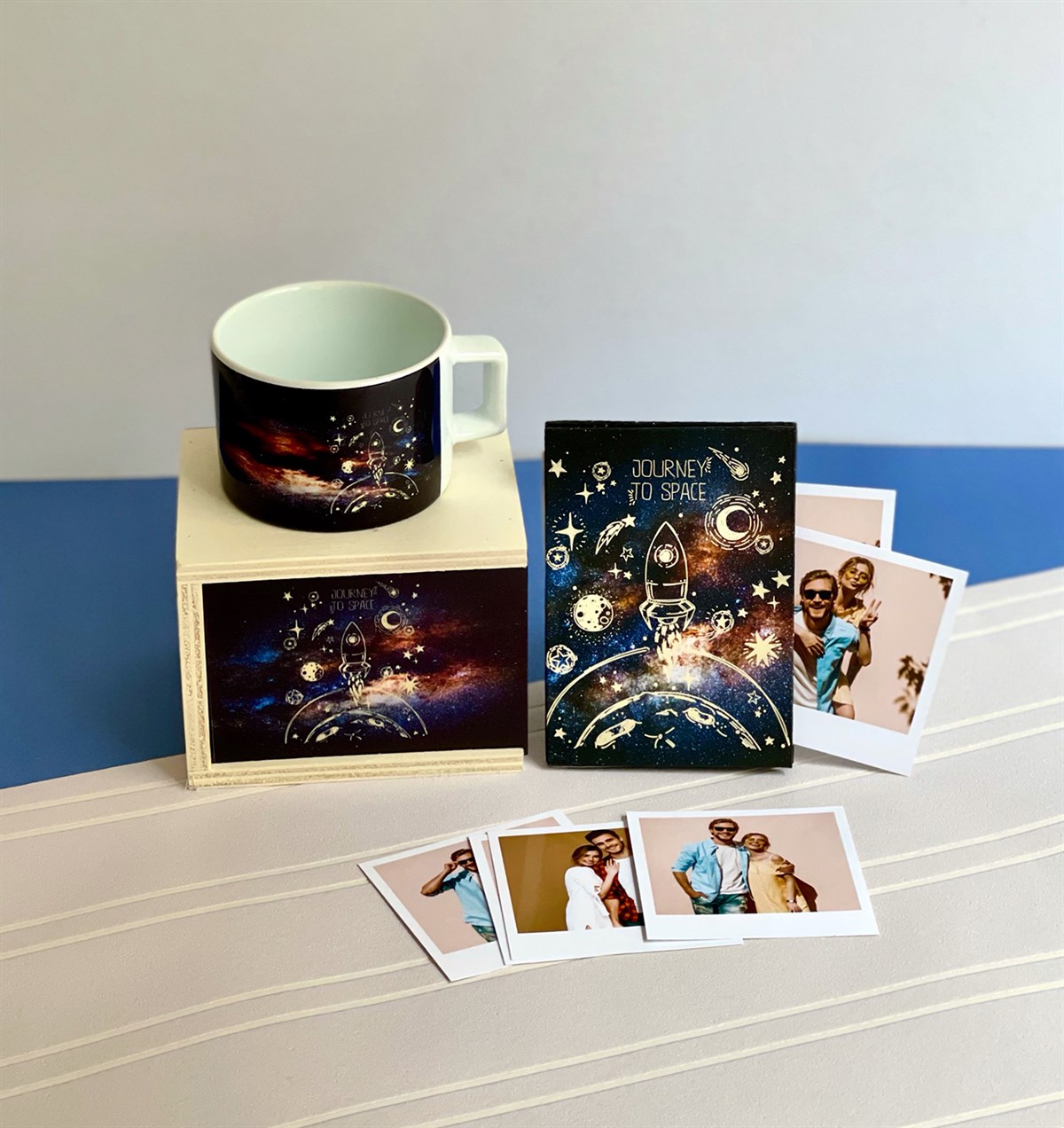 Kişiye Özel Fotoğraflı Space Roket Tasarımlı Mini Fotoğraf Albümü ve Kutulu Kupa GiftmodaGmhs101083