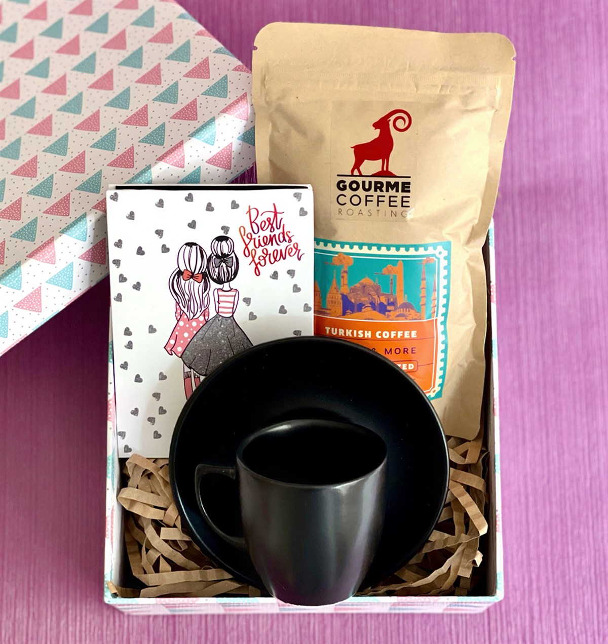 Türk Kahvesi Fincanı Kız Kardeş Mini Fotoğraf Albümü ve Türk Kahvesi Mini Hediye Seti GiftmodaGmhs100978