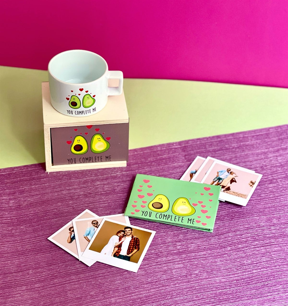 Kişiye Özel Fotoğraflı Avokado Beni Tamamlıyorsun Tasarımlı Mini Fotoğraf Albümü ve Kutulu Kupa GiftmodaGmhs101071