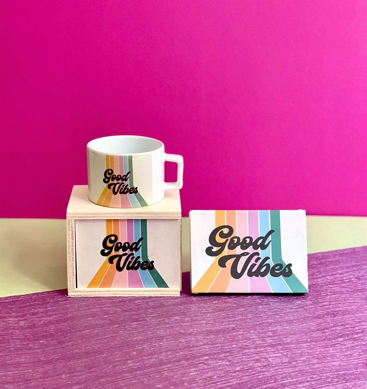 Good Vibes Tasarımlı Mini Fotoğraf Albümü ve Kutulu Kupa GiftmodaGmhs101046