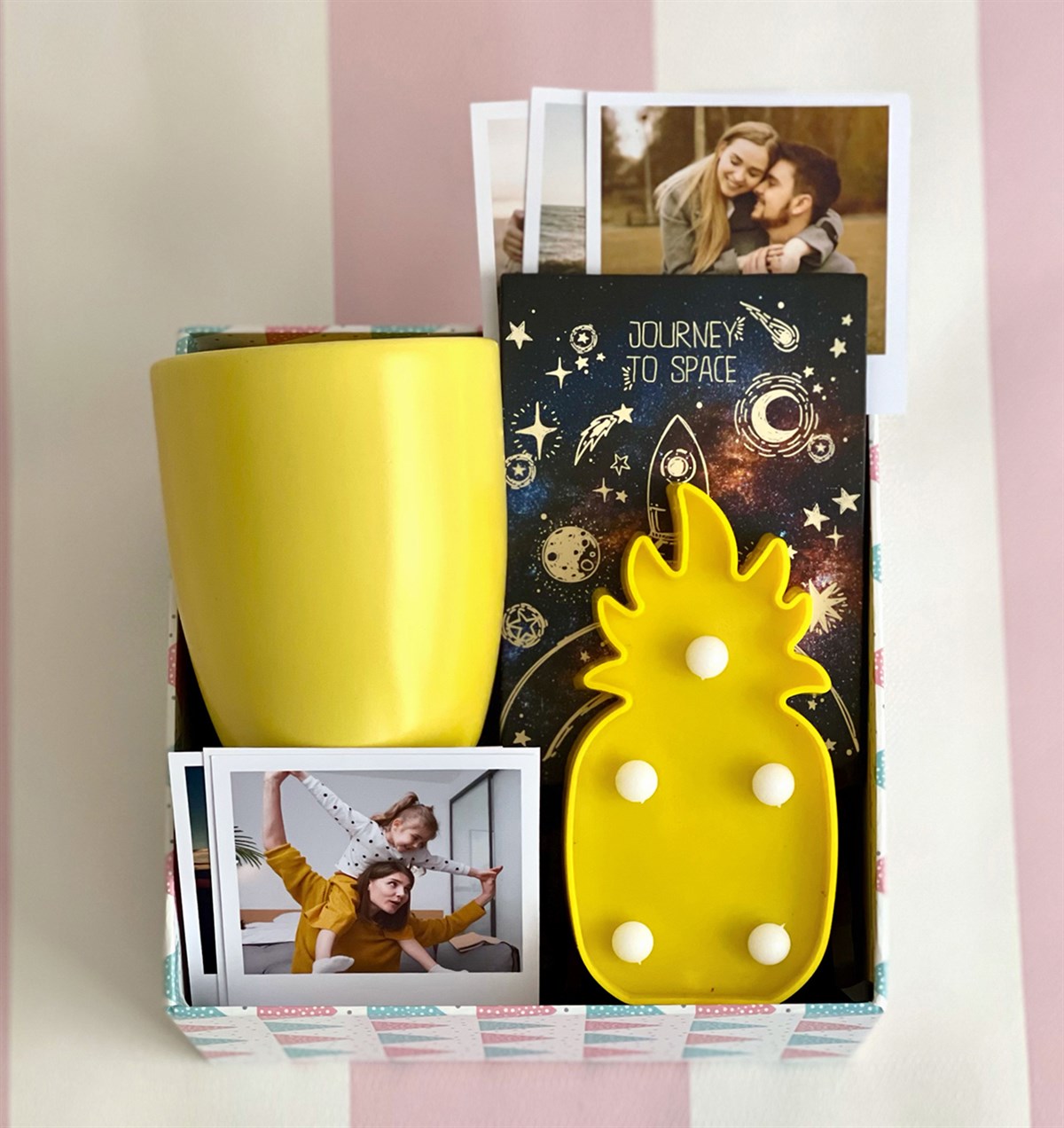 Kişiye Özel Fotoğraflı 9 cm Bulut Kupa Mini Fotoğraf Albümü ve Led Lamba Mini Hediye SetiGiftmodaGmhs100971