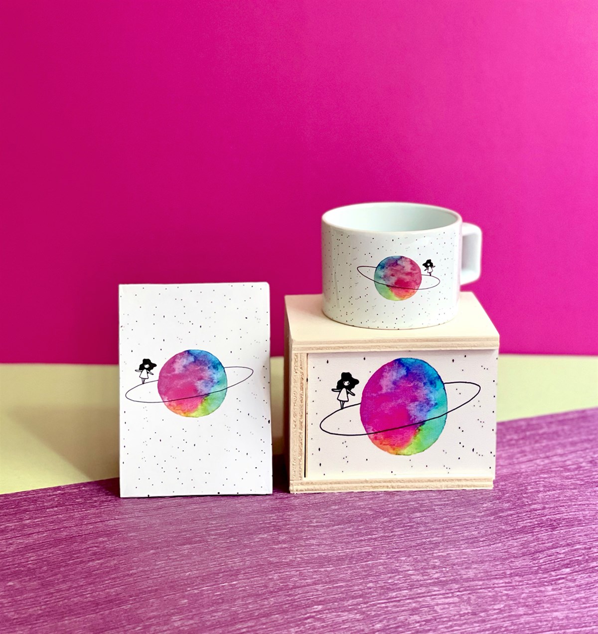 Saturnlü Kız Mini Fotoğraf Albümü ve Kutulu Kupa GiftmodaGmhs101052