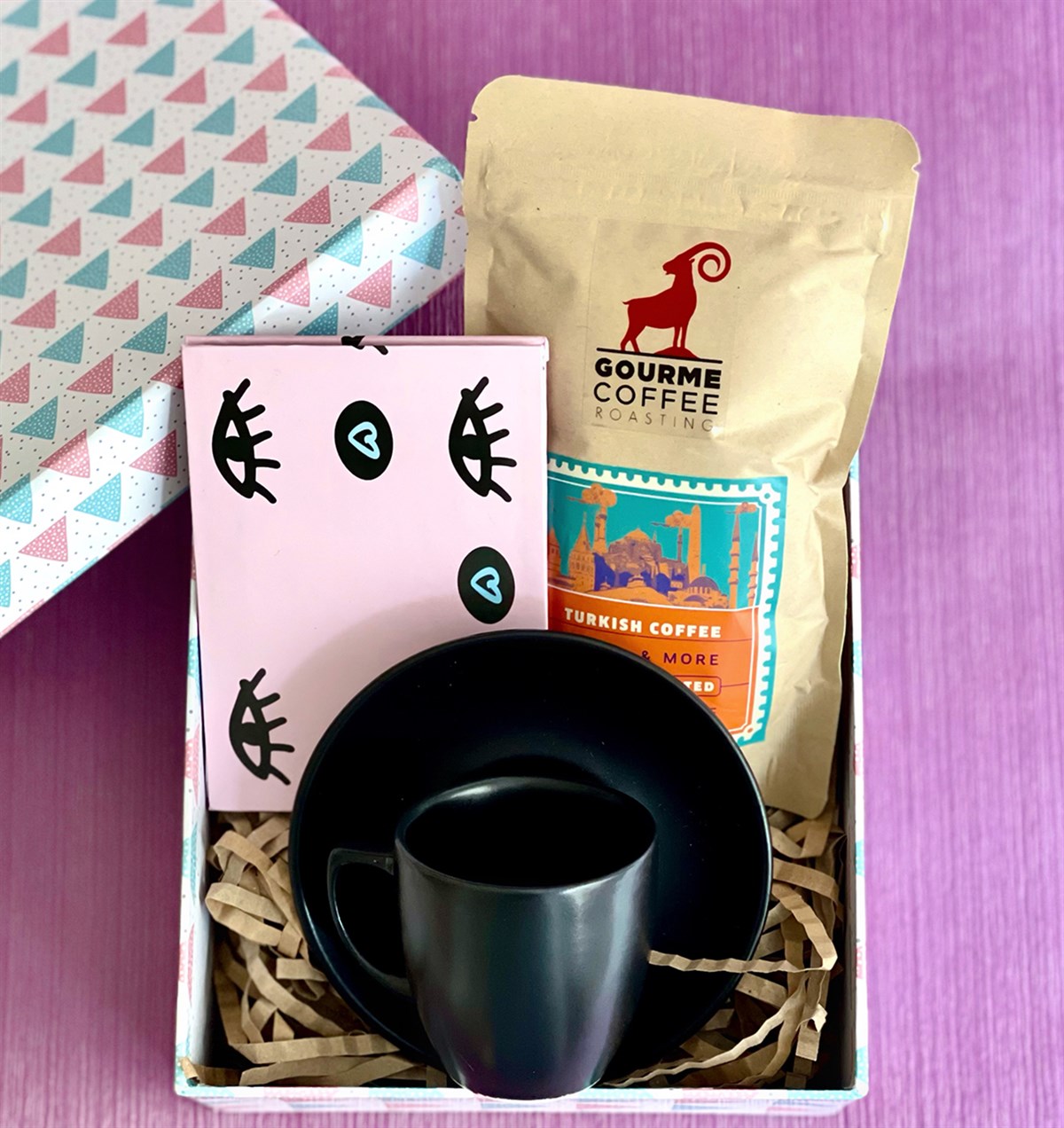 Türk Kahvesi Fincanı Nazar Göz Mini Fotoğraf Albümü ve Türk Kahvesi Mini Hediye Seti GiftmodaGmhs100977