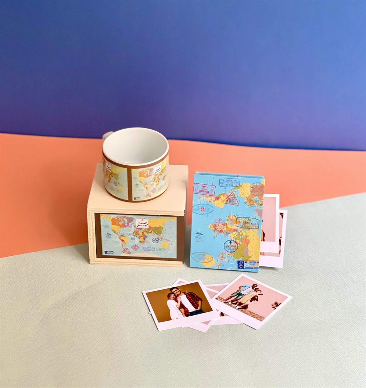 Kişiye Özel Fotoğraflı Travel Tasarımlı Mini Fotoğraf Albümü ve Kutulu Kupa GiftmodaGmhs101072