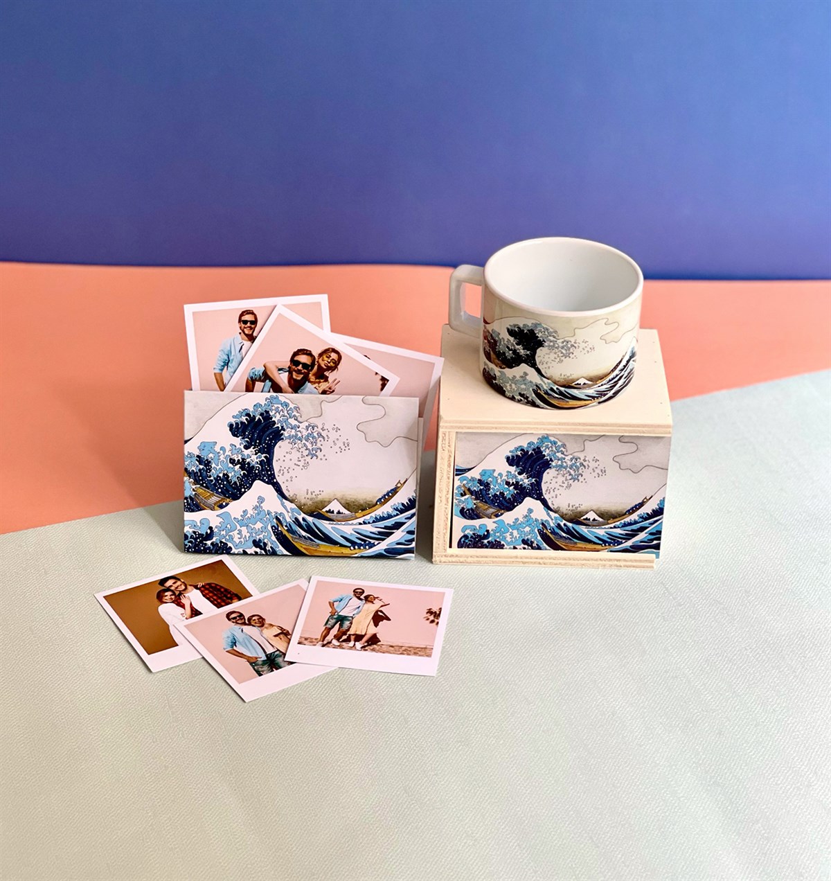 Kişiye Özel Fotoğraflı Dalga Tasarımlı Mini Fotoğraf Albümü ve Kutulu Kupa GiftmodaGmhs101064