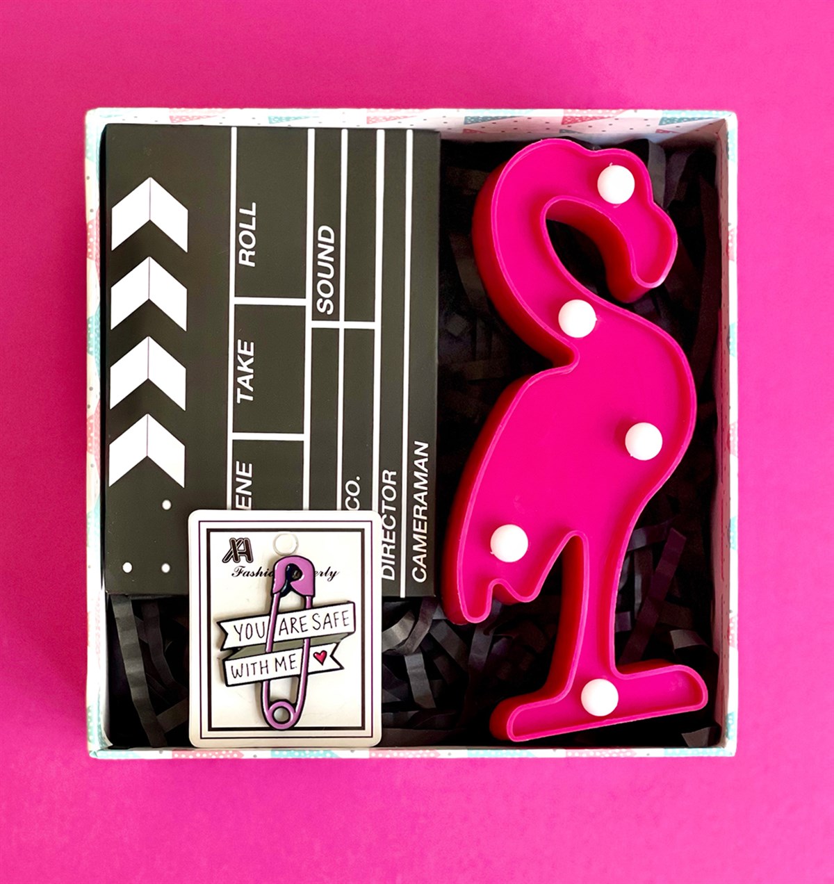 Flamingo Led Lamba Rozet ve Klaket Mini Fotoğraf Albümü Hediye SetiGiftmodaGmhs101020