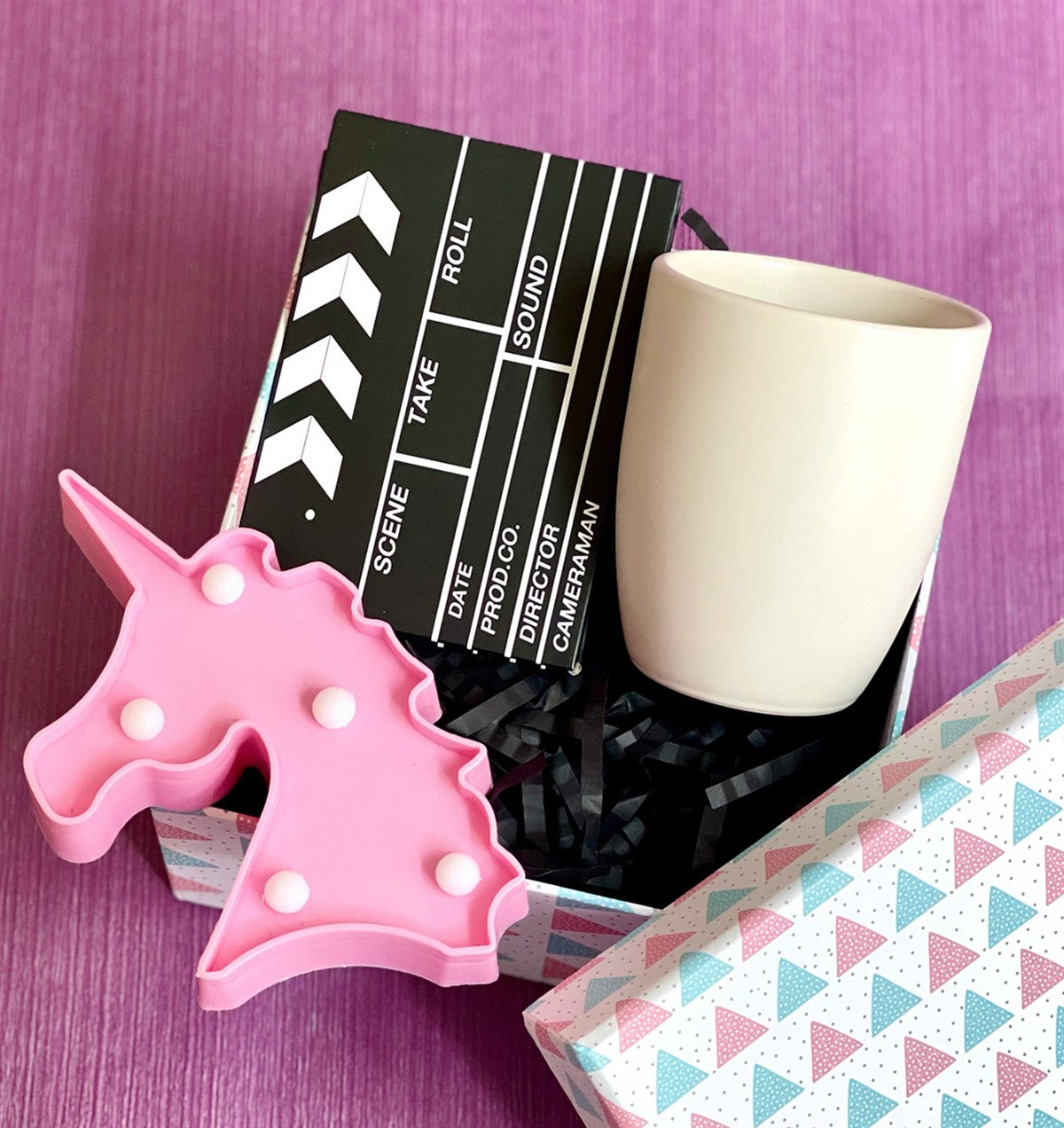 Unicorn Led Lamba Rozet ve Klaket Mini Fotoğraf Albümü Hediye SetiGiftmodaGmhs101022