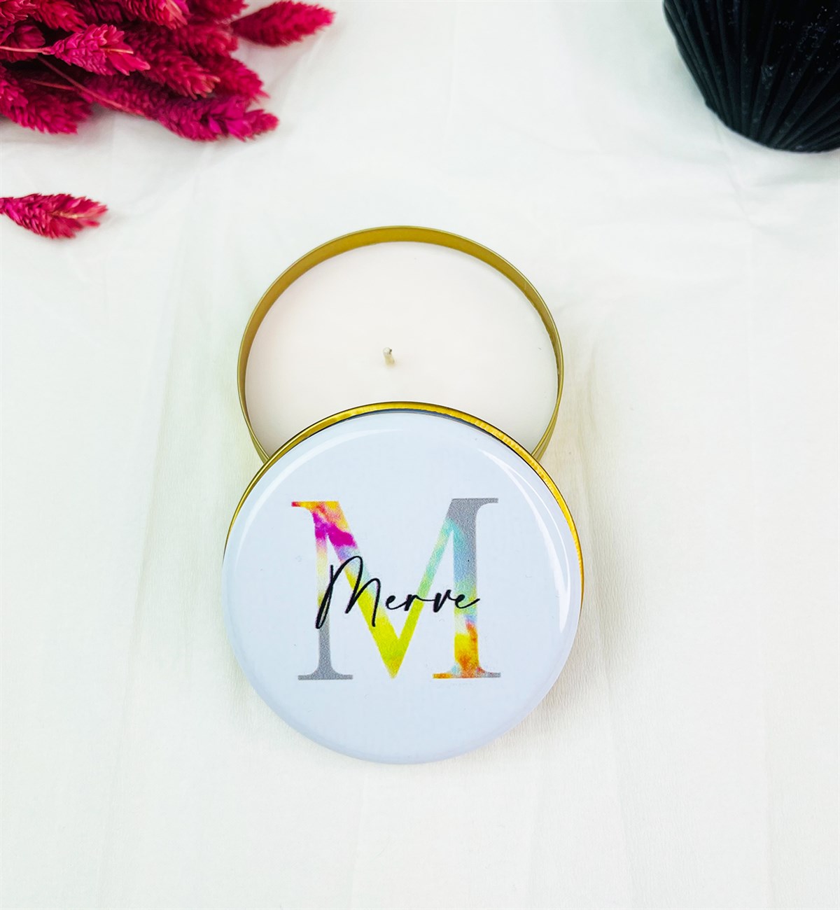 Kişiye Özel Love Blast Tasarımlı Kokulu Teneke MumgiftmodaGmmum0039