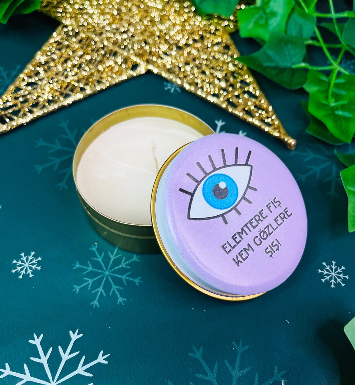 Nazar Göz Tasarımlı Kokulu Teneke MumgiftmodaGmmum0007