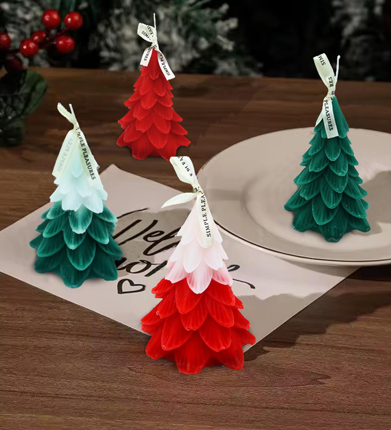 Çam Ağacı Şeklinde Dekoratif Renkli Mum – Yılbaşı TemalıgiftmodaBM-1725