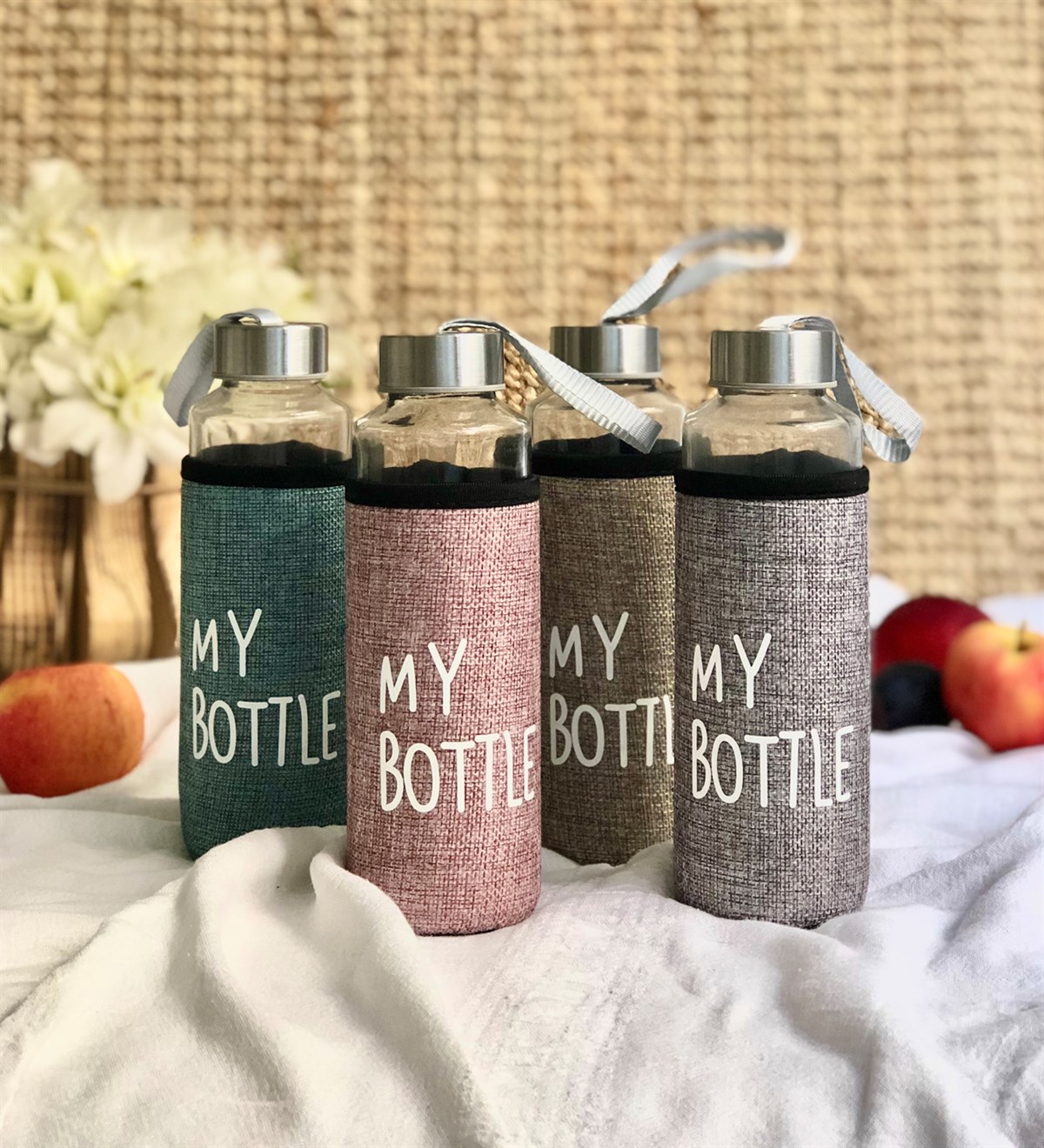 My Bottle Tasarımlı Kılıflı 400 Ml Cam MataraGiftmodaGm-4061