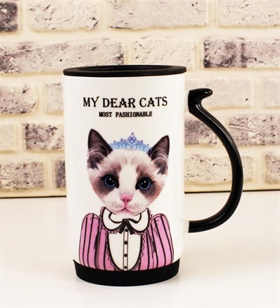 My Dear Cats Silikon Kapaklı Kupa Bardak