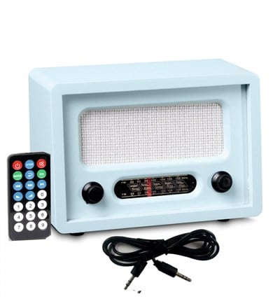 Nostaljik Görünümlü Ahşap Radyo Su Yeşili