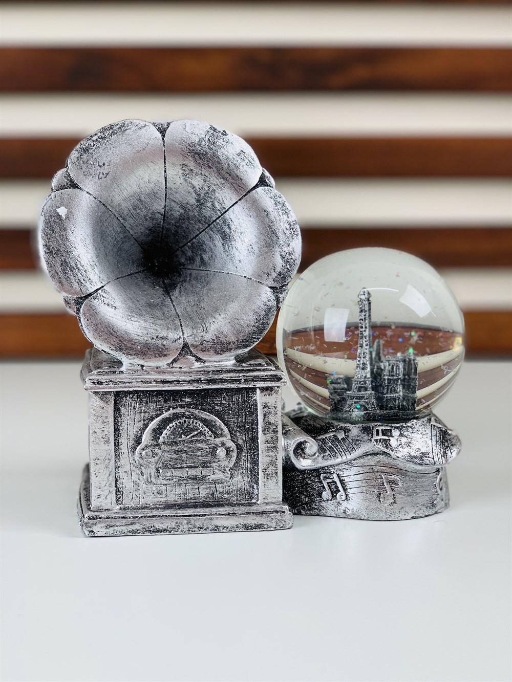 Nostaljik Görünümlü Eskitme Gramofon Kar Küresi Giftmodagm-1317-1318
