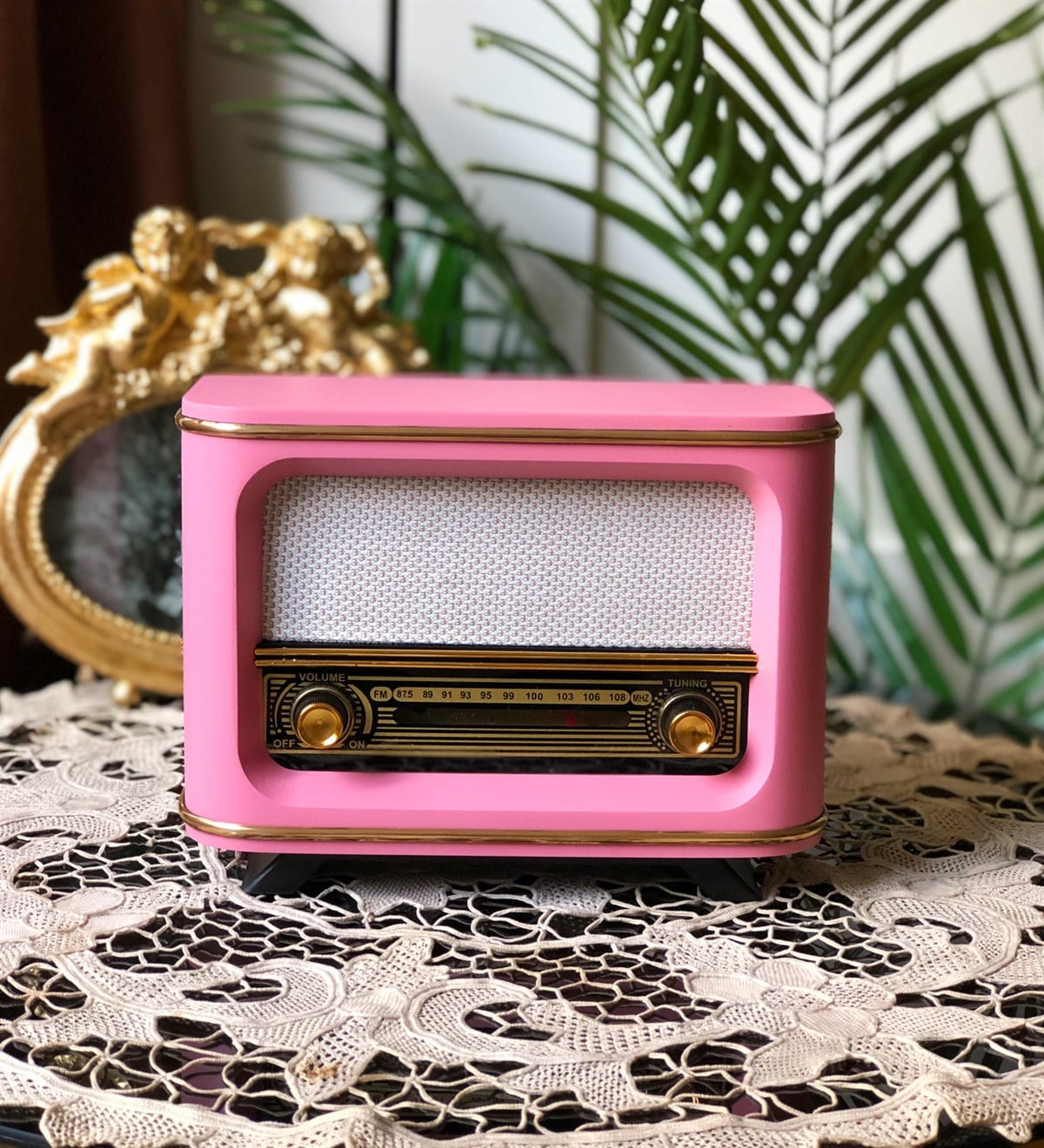 Nostaljik Görünümlü İstanbul Tasarımlı Ahşap Radyo PembeGiftmodaist-pembe-nos-rdy