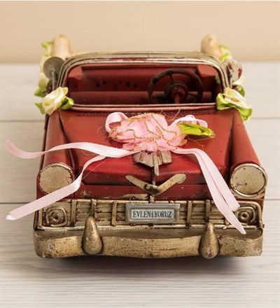 Nostaljik Metal Chevrolet Gelin Arabası Kırmızı