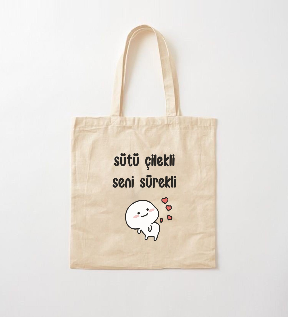 Sütü Çilekli Tasarımlı Bez ÇantagiftmodaGmcnt100028