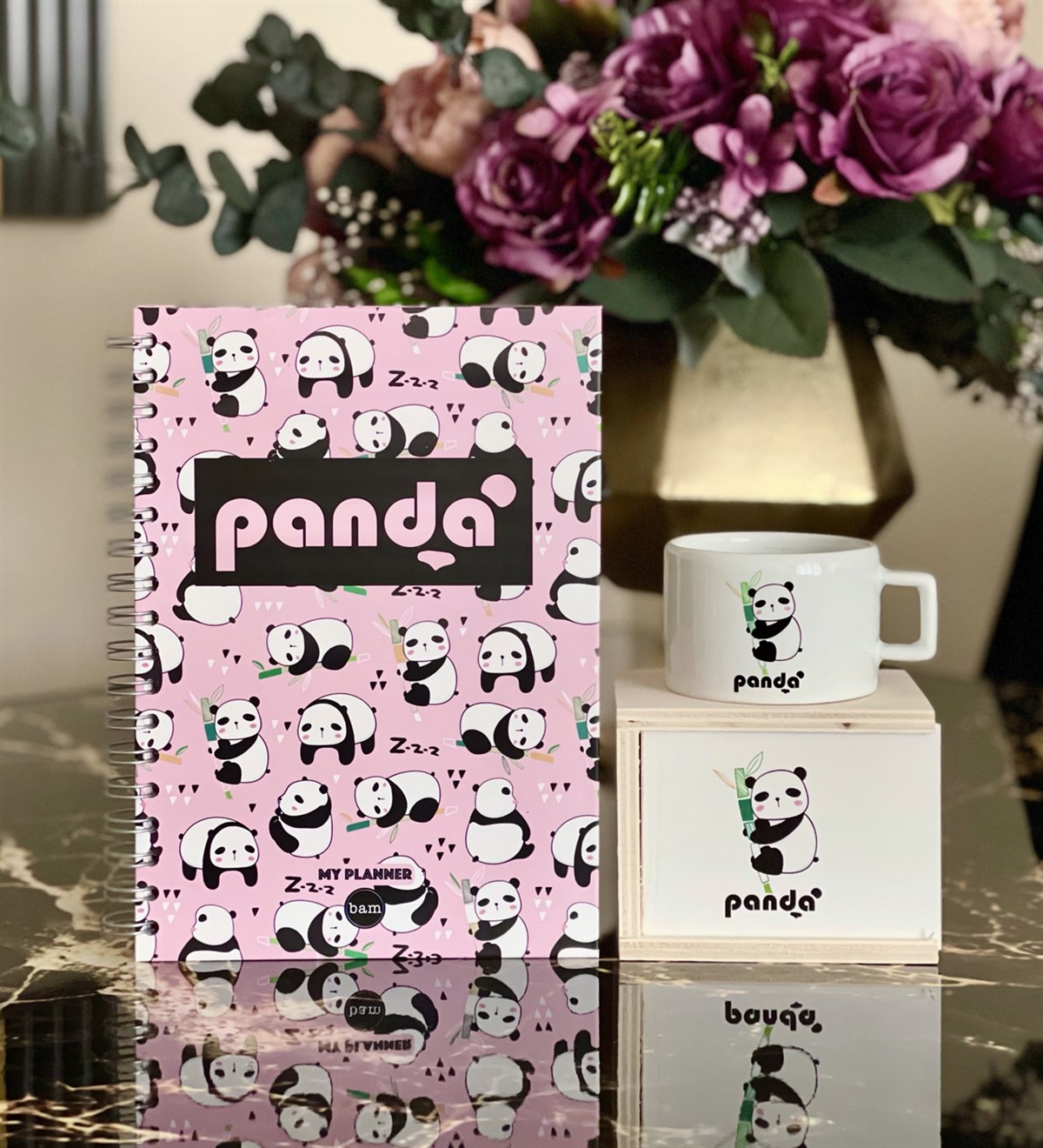 Panda Tasarımlı Konuşan Ajanda Ve Kutulu Kupa Hediye SetiGiftmodaGmhs100398