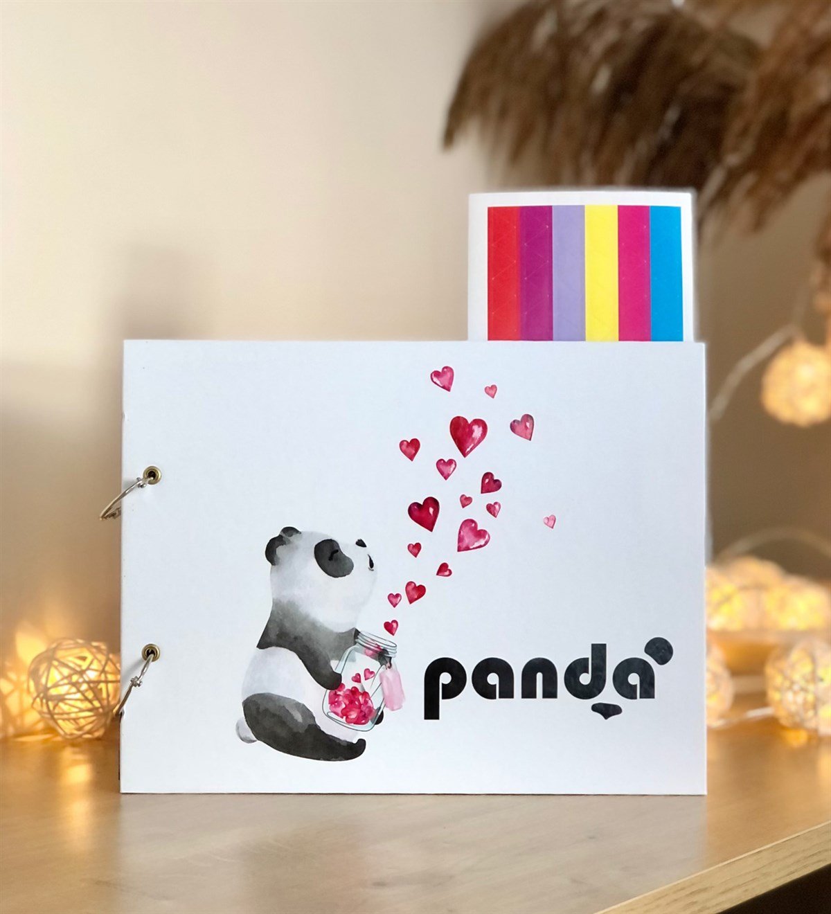 Panda Tasarımlı Siyah Sayfa Kendin Yap Fotoğraf Albümü Beyaz Kalem HediyeliGiftmodaPanda-Albüm