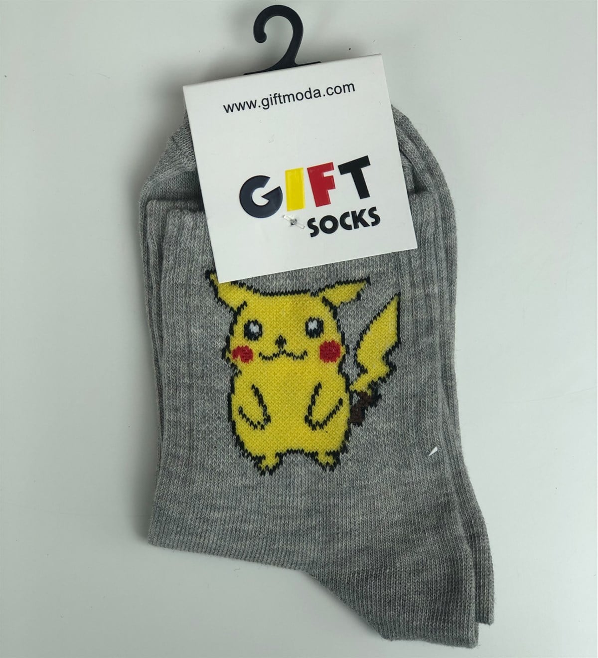 Pikachu Tasarımlı Gri ÇorapGiftmodaPikachu-Çorap