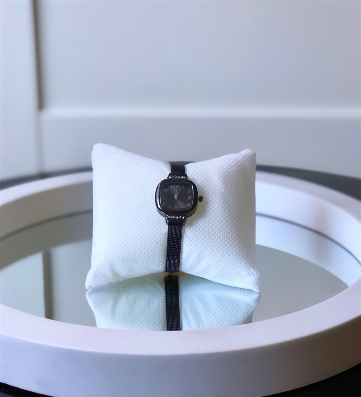 Pırlantalı Siyah Hasır Kordonlu SaatGiftmodaPırlanta-Siyah-Kordon