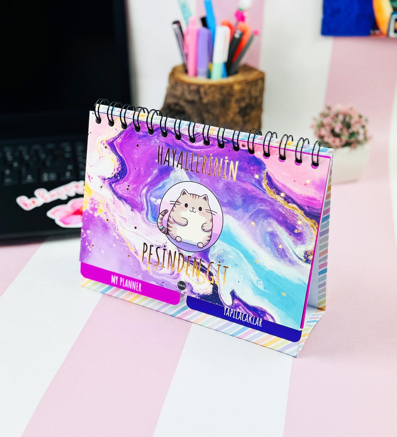 Hayallerinin Peşinden Git Tasarımlı Yeni Nesil Masa Üsü Planner 2 Sayfa StickergiftmodaBam-1227-4