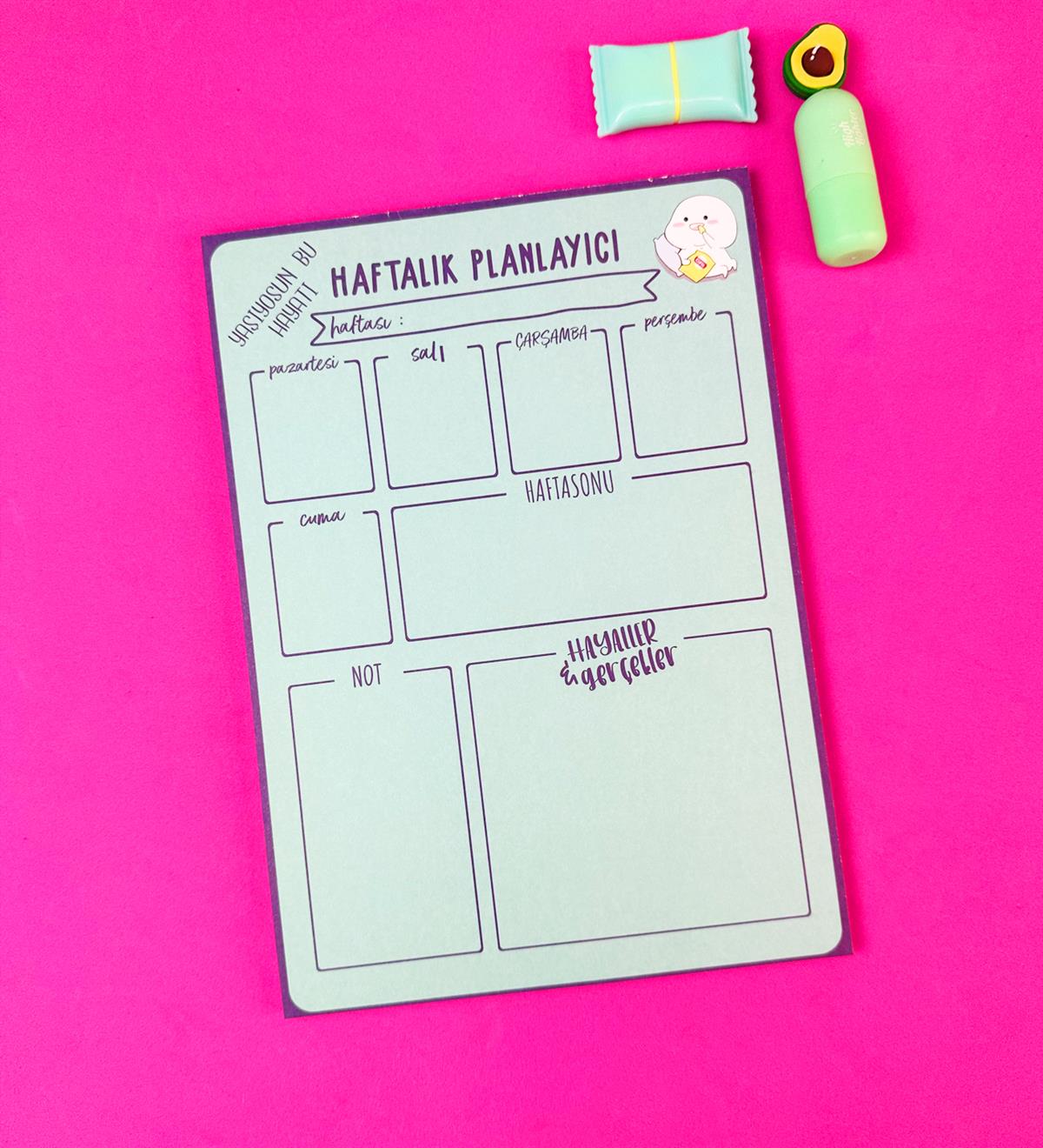 Yaşıyosun Bu Hayatı Tasarımlı Klavye Önü Haftalık PlanlayıcıgiftmodaBAM-1031-9	