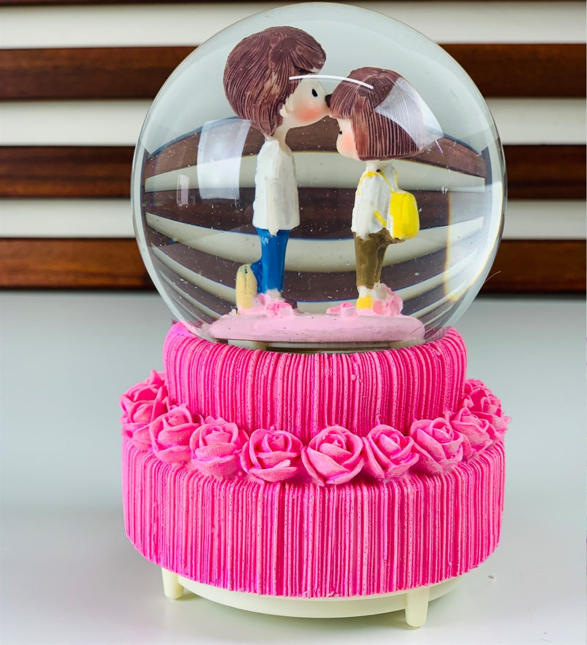 Sen Benim Her Şeyimsin Büyük Boy Işıklı Müzikli Üflemeli Kar KüresiGiftmodaGM-1323-Pembe