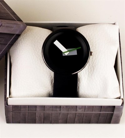 Siyah Deri Unisex Tasarım Saat